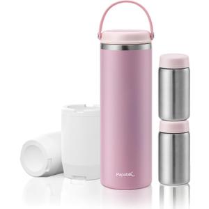 Papablic 360 CapsuleChill Breastmilk Cooler for 36H Safe Storage, Stress-Free Portable Breast Milk Chiller for Working Mom, 20oz Travel Cooler with 2pcs Stainless Steel Baby Bottles, Sakura Pink