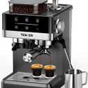 TENKER Espresso Machine with Grinder, 20 Bar Coffee Machine with Milk Frother for Home, All-in-One Stainless Steel Coffee Maker to Make Latte, Cappuccino, Hot or Cold Brew Iced Coffee (Black)
