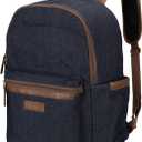 Wrangler Powell Backpack for Travel Classic Logo Water Resistant Casual Daypack for Travel with Padded Laptop Notebook Sleeve (Denim)