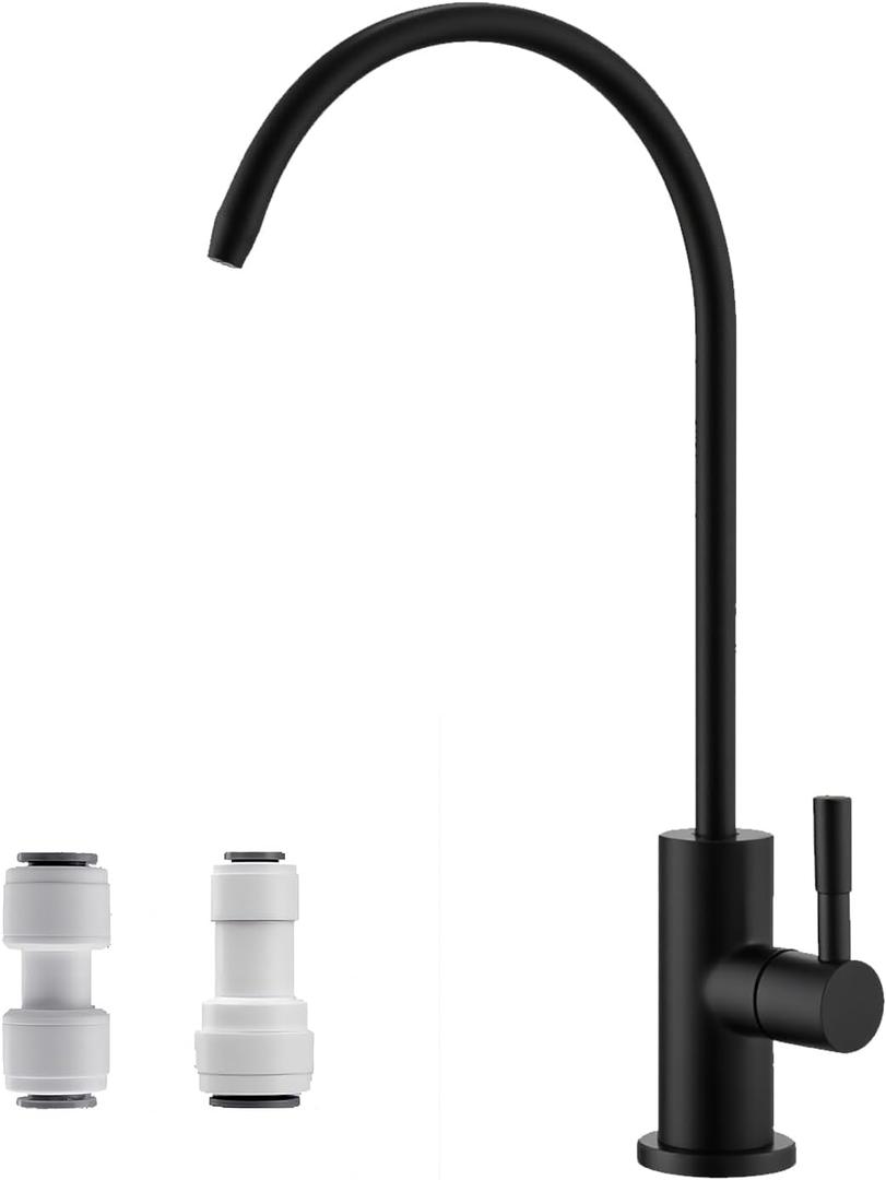 Drinking Water Faucet for Kitchen Sink SUS304 Stainless Steel Water Filter Faucet RO Reverse Osmosis Filtration Bar Sink Matte Black, WF1-BK