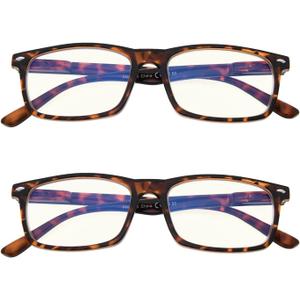Eyekepper 2 Pack Anti Blue Light Glasses for Men Blue Light Blocking Glasses for Computer Eyestrain, Tortoiseshell