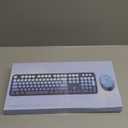 Nowlike Wireless Keyboard and Mouse Combo, Retro Typewriter Keyboard with Round Keycaps, Full-Size Ergonomic, Blue, Ideal for Windows PC, Home, Office, and College, Wireless Keyboard Mouse Combo