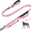 Fida 5 FT Heavy Duty Dog Leash with 2 Comfortable Padded Handles, Traffic Handle & Advanced Easy Snap Hook, Reflective Walking Lead for Large, Medium & Small Breed Dogs, Pink