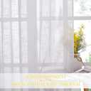 NICETOWN Linen Sheer Curtains 95 inch Length for Living Room, Soft Grommet Top Semi Sheer Window Treatment Privacy Curtain Sets for Bedroom/Patio Glass Door, White, 2 Pieces, W52 x L96