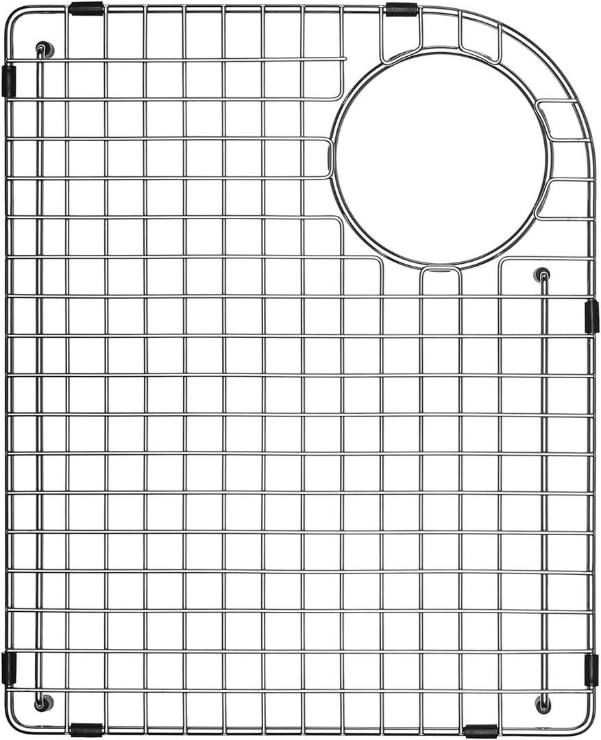 Serene Valley Sink Bottom Grid 14-1/4" x 17-5/8", Rear Corner Drain with Radius 3-3/4", Sink Grid Stainless Steel NDG1417LR.