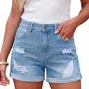 LookbookStore Women's High Waisted Rolled Hem Distressed Jeans Ripped Denim Shorts Size XL