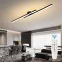 Flush Mount Ceiling Light Fixture 43.3" Modern Black Sputnik Dimmable LED Lamp with Remote Control Ideal for Bedroom Living Room Kitchen Island(2 Lights)