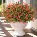 Yastouay Artificial Flowers for Outdoors UV Resistant, 22 Bundles Red Realistic Fake Outdoor Flowers Fake Plants, Faux Flowers for Outdoor Planters Front Porch Garden Window Box Farmhouse Decor