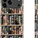 Goodon for iPhone 17 Pro Case Cute,Aesthetic Vintage Bookshelf with Floral,Compatible with Magsafe,Trendy Wildflower Unique Cool Retro Coquette Slim Silicone Phone Cover for Women Girls