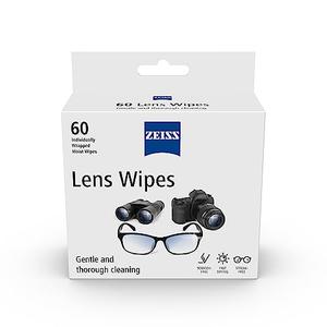 ZEISS Lens Cleaning Wipes, Pre-Moistened, Individually Wrapped Wipes for Coated Glass on Binoculars, Glasses, Sunglasses, Camera Lenses, and Scopes, 60 Count 2 Pack