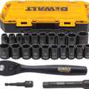 DEWALT Impact Socket Set with Ratchet, Metric/SAE, 1/2" Drive, 23-Piece Set with Case (DWMT74739)