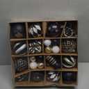 Christmas Ball Ornaments Set, 40ct 3.15 inches Black Gold White Assorted Xmas Tree Ball Ornaments, Shatterproof Christmas Tree Hanging Ornaments for Xmas Decoration