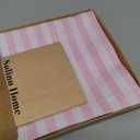 Solino Home Striped Linen Table Runner 60 Inches - Amalfi Stripe, 100% Pure Linen Cherry Blossom and White Small Table Runner 14 x 60 Inch Ideal for Dresser and Coffee Tables - Summer