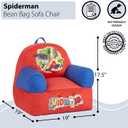 Idea Nuova Marvel Spiderman Kids Sofa Bean Bag Armchair, Soft Plush Lounge Chair for Bedroom or Playroom, 17 inches x 17 inches x 20 inches
