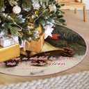 Vintage Winter Christian Christmas Bells Tree Skirt, Farmhouse Winter Bible Verse Tree Skirt, Religious Xmas Tree Mat Ornaments for Winter New Year Home Party Holiday Indoor Decor, 36 Inch (Born)