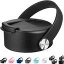 Flip lid for Hydro Flask Wide Mouth 32 40 oz with Flexible Handle, Replacement Coffee Lid Compatible with Hydroflask, Nalgene, and More Top Water Bottle Brands Wide Mouth 32 oz 40 oz (black)