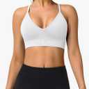 WANAYOU Sports Bras for Women, Deep V Neck Adjustable Spaghetti Strap Criss Cross Back Sports Bra Padded Gym Bralettes 3 Pack, M
