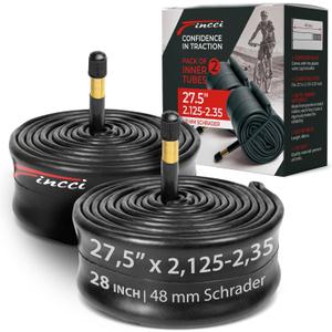 Fincci Pair 27.5 x 2.10-2.35 Inch Bike Inner Tubes, 48mm Schrader Valve  Pack of 2, Ideal for Mountain, MTB, Road, and Hybrid Bicycles