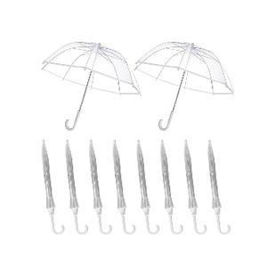Kids Umbrellas Pack Kids Clear Bubble Umbrellas Dome Windproof Stick Umbrellas with Easy Grip Handle for Kid Girls and Boys, Pack of 8 