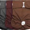 Vecomfy Reusable Female Dog Diapers for Medium Dogs,(4 Pack) Easy Absorbent Large Doggie Diapers for Peeing,in Heat,Doggie Period Panties,Dark Colors, L