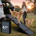 HBTower 67" Long & 17.3" Wide Folding Dog Ramp for Car, SUV & Truck Portable Pet Ramp with Non-Slip Surface, Extra Wide Steps for Large Dogs Up to 250LBS