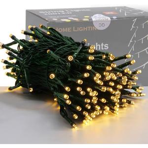 Home Lighting 66ft Christmas Decorative Mini Lights, 200 LED Green Wire Fairy Starry String Lights Plug in, 8 Lighting Modes, for Indoor Outdoor Xmas Tree Wedding Party Decoration (Warm White)