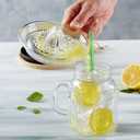 Glass Lemon Juicer, Manual Squeezer for Orange, Grapefuit, Small Citrus, Extractor Manual Hand with Handle and Pour Spout, Crystal Clear Glass 2.02oz