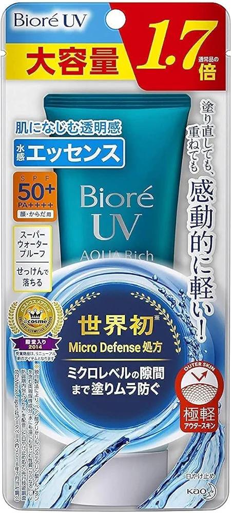 Biore UV Aqua Rich Water Essence, 3.0 oz (85 g) (1.7 Times of Normal Product) Sunscreen SPF 50+/PA++++ 2 Pack