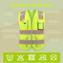 Reflective Safety Vest for Men Women, High Visibility Safety Vest with 8 Pockets Zipper Front, Meets ANSI Standards