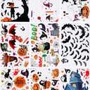 9 Sheets Halloween Window Sticker, 223 Patterns Halloween Window Cling Sticker Scary Castle Pumpkin Spooky Bat Halloween Window Clings Decals for Window Door Home Party Store