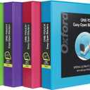 Oxford 1.5 Inch Binders, 4 Pack, 3 Ring Binder, ONE-Touch Easy Open D-Rings, Holds 375 Sheets, Non-Stick, PVC-Free, Three Ring Binders for Organization and Presentations, Assorted Colors