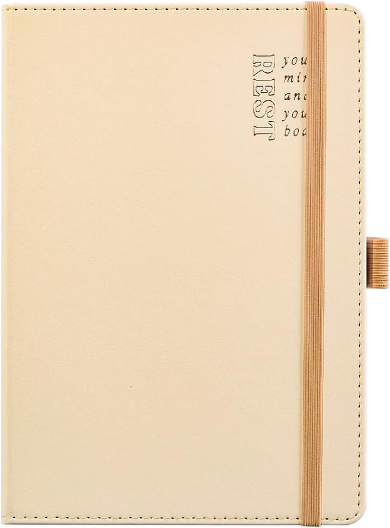 Happy Planner Undated Guided Disc-Bound Journal, 80 Pages, A5 Size, Wellness Layout, Ivory