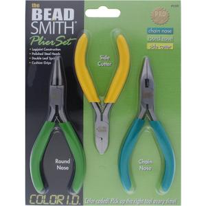 The Beadsmith Color-ID Pliers  Color Coded Set  5 Inches, 3 Piece Kit: Chain Nose, Round Nose, & Side Cutter  Tools for Jewelry Making (0.35 x 5.65 x 7.9 cm)