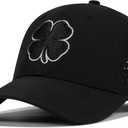 Clover Hats for Men Women, Black Lucky Golf Baseball Cap,4 Leaf Hat,Embroidery Cap (Black)