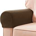 SUBRTEX Stretch Armrest Covers Spandex Arm Covers for Chairs Couch Sofa Armchair Slipcovers for Recliner Sofa with Twist Pins 2pcs (Coffee)