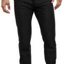 ETHANOL Mens Super Comfy Straight Stretch Knit Jersey Denim Five Pocket Jean (30W x 32L, Black)