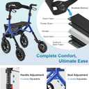 MAXWALK Rollator Walker with Seat, Tall Walkers for Seniors, 12" Big Rubber Wheels All Terrain Rollator Walker with Backrest, Built-in Cable, Foldable and Dual Adjustable Height for 5.3-7ft, Blue