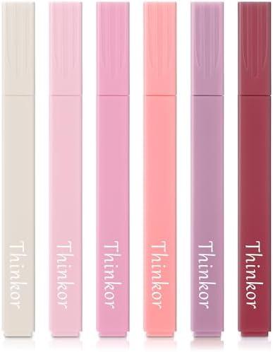 thinkor Bible Highlighters with Soft Chisel Tip, 6 Pack Assorted Colors Pens No Bleed, Quick Dry, Cute Aesthetic Markers, Bible Study Journaling Supplies and Accessories (Pink)