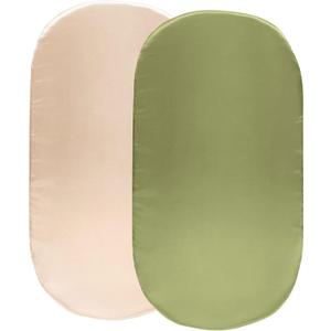 SiinvdaBZX Satin Bassinet Sheet Set 2 Pcs, Silky Soft Fitted Bassinet Sheets for Hourglass, Oval & Rectangular Bassinet Mattress (Beige & Sage Green) SiinvdaBZX Satin Bassinet Sheet Set 2 Pcs, Silky Soft Fitted Bassinet Sheets for Hourglass, Oval & Rectangular Bassinet Mattress (Beige & Sage Green)