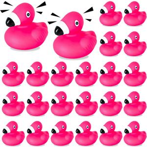 24 Pcs Flamingo Rubber Ducks,Pink Flamingo Ducks Baby Bath Toys Pool Floating Squeaky Mini Ducks for Party Favors Beach Pool Activity Jeep Ducking