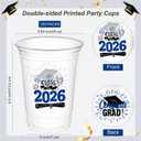 120 Pack Disposable Graduation Plastic Cups, 16 Ounce Drinking Cup Graduation Party Supplies Congrat Grad Tableware Party Favors, Blue
