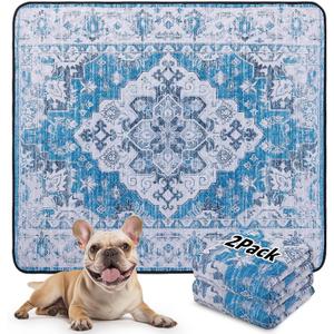 LOOBANI Washable Pee Pads for Dogs, 2 Pack Super Absorbent Reusable Puppy Pads Leakproof Dog Traning Pads, Waterproof Non-Slip Whelping Pad for Floor, Playpen, Crate, Couch-36 x41 (Blue)