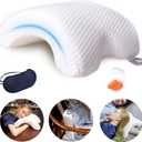 ALEVMOOM Sleeping Cuddle Pillow for Couple, Memory Foam Arched U-Shaped Arm Hole Pillow, Providing Comfort and Support in Travel Rest Office and Bed (White)