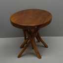 11.8" Round Wood Plant Stand | Teak Stool with Stick Leg | Accent Stool | Small Side Table for Living Room, Bedroom, Yard