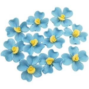 10 PCS 3D Flower Ceramic Tiles,1.6" Handmade Porcelain Ceramic Flowers for Artwork, Fish Tank, Vases, Living Room, Dining Table, Office, Home Floral Decor (Single-Flowered Blue)