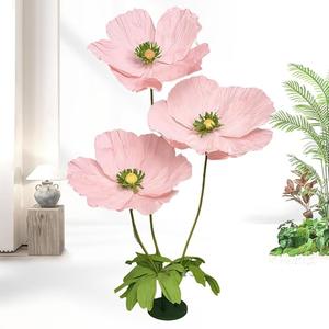 Artificial Flowers Decorations 5.58ft Fake Paper Poppy Flower for Standing Reception Wedding Arrangements Mother's Day Party Banquet Background Decor (Pink)