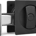 Dontay Pocket Door Privacy Lock, Flush Handles, 2-3/8" Backset, (Bed/Bath) Latch, Recessed Knob, Hardware for 1 3/8 to 2 3/16 Thickness Door (Excluding Edge Pull, Matte Black, Square - 1 Pack)