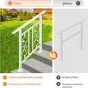 3 Step Handrails for Outdoor Steps, Adjustable,White Wrought Iron
