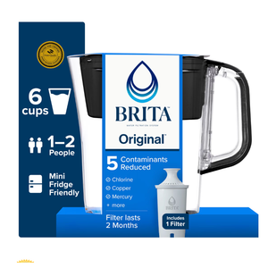 Brita Standard 6-Cup, Black Plastic Water Filtration Pitcher