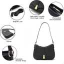 Prettyzys Crescent Shoulder Bag for Women, Vintage Retro Vegan Leather Clutch Tote Handbags Crossbody Bags Handbag for Women (Black)